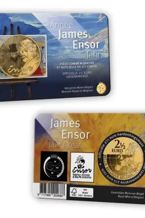 België 2024 2½ Euro 'James Ensor jaar' Bu in coincard Franstalig. Premium