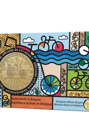 Wyprzedaż België 2023 2½ Euro 'Fietsbeleving in België' Bu in coincard Franstalig.