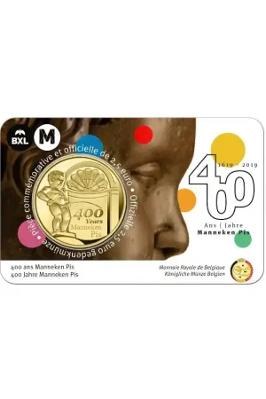 België 2019 2½ Euro '400 jaar Manneken Pis" Bu in coincard Franstalig Bezpieczna płatność