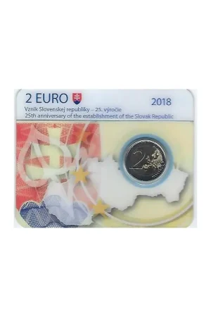 2 Euro Slowakije 2018 25 jaar Slowaakse Republiek Bu in coincard Nowość