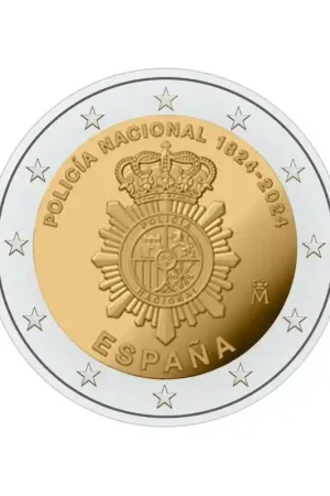 Autentyczny 2 Euro Spanje 2024 'Korps nationale politie' Unc