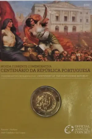 Oferta limitowana 2 Euro Portugal 2010 100 jaar republiek Fdc in blister