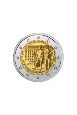 2 Euro Oostenrijk 2016 200 jaar Nationale bank Unc Darmowa dostawa