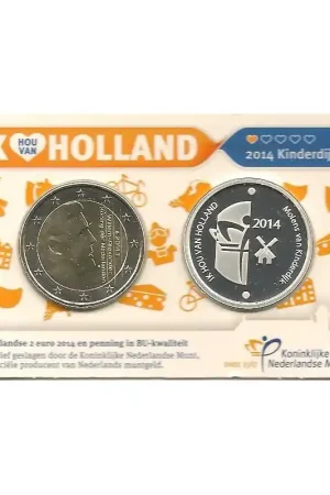2 euro Nederland 2014 Holland Coin Fair in coincard met Zilveren penning Kinderdijk Rabat