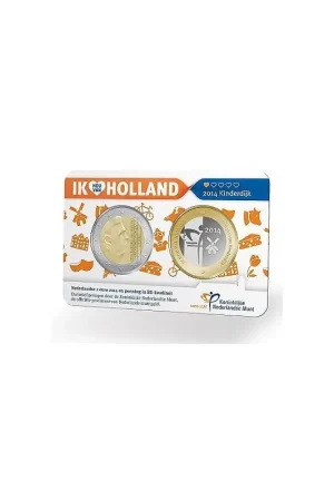 2 euro Nederland 2014 Holland Coin Fair in coincard met penning Kinderdijk Szybka dostawa