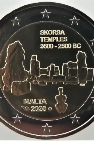 2 euro Malta 2020 Tempel Skorba Met Frans muntteken Unc Ekspresowa dostawa