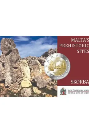 Popularny 2 euro Malta 2020 Tempel Skorba in coincard Met Frans muntteken