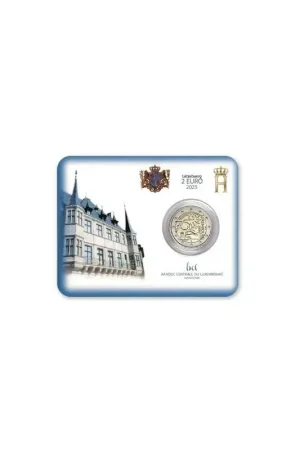2 Euro Luxemburg 2025 '75 Jr. Schumanverklaring' Bu in coincard met muntteken Autentyczny
