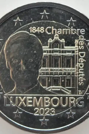 Ostatnia szansa 2 Euro Luxemburg 2023 '175 Jaar parlement en grondwet' met muntteken raaf Unc