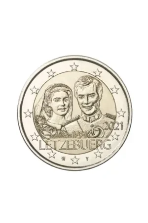 2 Euro Luxemburg 2021 '40 jaar huwelijk' Unc Wysoka jakość