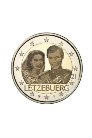 2 Euro Luxemburg 2021 '40 jaar huwelijk' Fotoprint Unc Zwrot pieniędzy