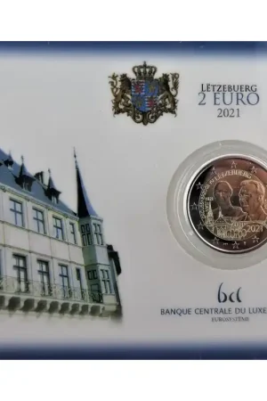 Bezpieczna płatność 2 Euro Luxemburg 2021 '100 jaar Jean' Bu in coincard Muntteken Servaas