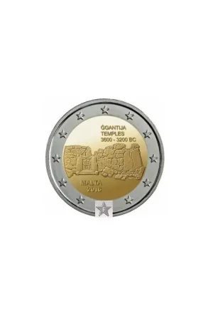 Zwrot pieniędzy 2 Euro Malta 2016 Unc Ggantija tempel met F in ster