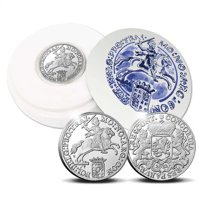 Officiele Herslag Dukaton 2022 -Zilveren Rijder- 1 ounce - Royal Delft editie Ekspresowa dostawa