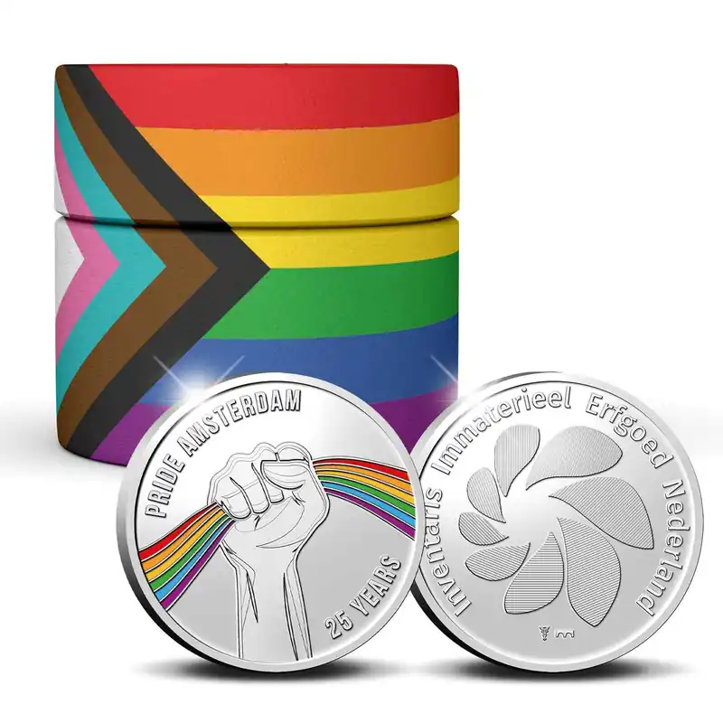 Autentyczny 25 jaar Pride Amsterdam penning Zilver 1 ounce met kleur