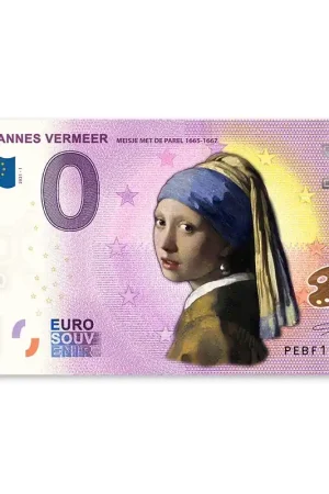 0 Euro Biljet Meisje met Parel - Kleur Popularny