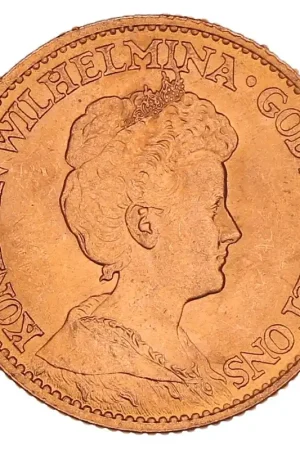 Gouden 10 Gulden Wilhelmina 1911 Pr+ Oryginalny