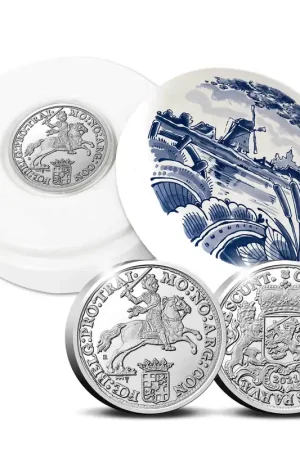 Officiele Herslag Dukaton 2021 Zilveren Rijder 2 ounce - Royal Delft editie Zamów teraz