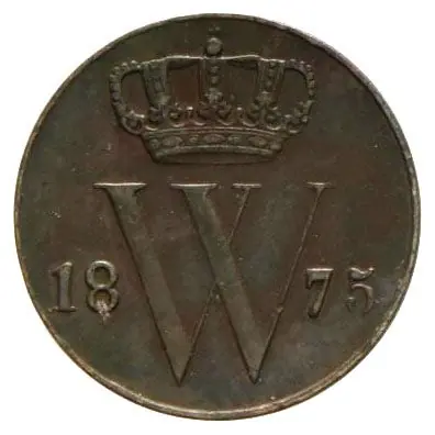 ½ Cent 1875-1877 Willem III ZFr Autentyczny