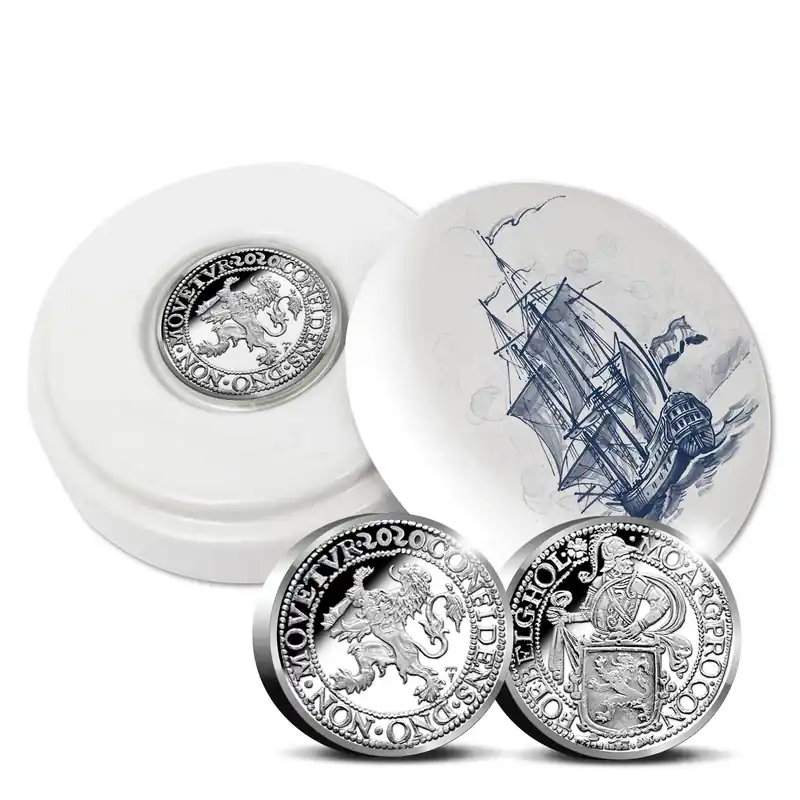 Officiele Herslag Leeuwendaalder 2020 Zilver 2 Ounce - Royal Delft editie Zwrot pieniędzy