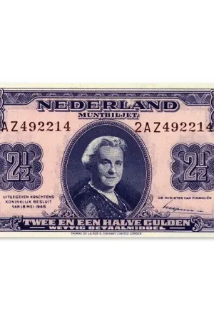 Ekspresowa dostawa 2,5 Gulden Wilhelmina 1945 ZFr+