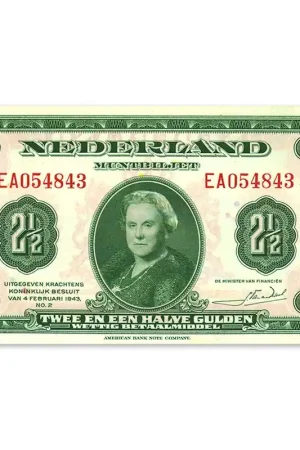 Nowość 2,5 Gulden Wilhelmina 1943 UNC