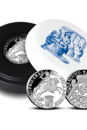 Officiele herslag Dukaton Zilveren Rijder 1 Ounce - Royal Delft editie Autentyczny