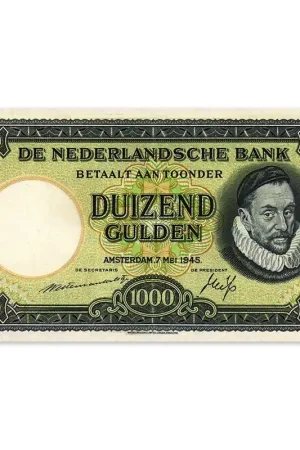 1000 Gulden Willem de Zwijger 1945 ZFr+ Popularny