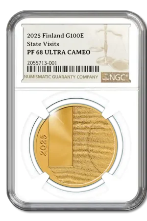 Zwrot pieniędzy Finland 100 Euro“State Visits of Finland – Diplomacy and Foreign Policy” – Goud PF68