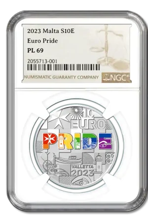 Promocja Malta 10 euro 2023 ‘EuroPride Malta’ Zilver Prooflike PL69