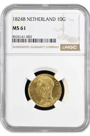 10 Gulden 1824B Willem I MS61 Bezpieczna płatność