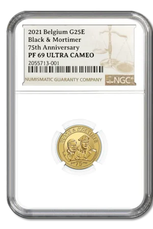 25 euromunt België 2021 ‘75 jaar Blake en Mortimer’ Goud Proof PF 69 Ekspresowa dostawa