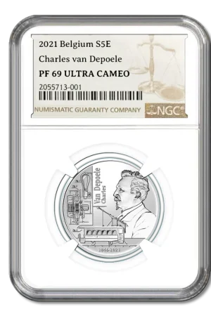 5 euromunt België 2021 ‘175 jaar Charles Van Depoele’ Zilver Proof PF 69 Promocja