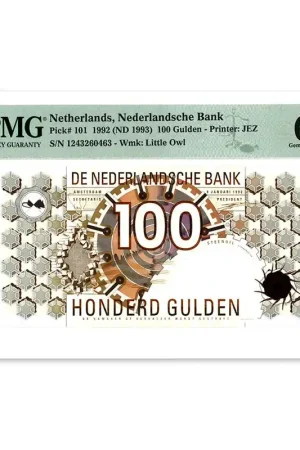 Kup teraz 100 Gulden "Steenuil" 1992 PMG 66