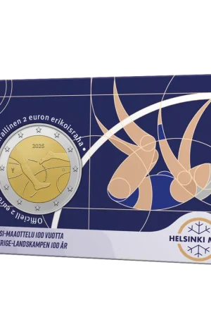 Finland 2 Euro “Finland-Sweden Athletics International 100 years” 2025 – BU-kwaliteit in coincard (FI) Ostatnia szansa