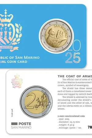 San Marino 2 Euro 2025 Coincard Niska cena