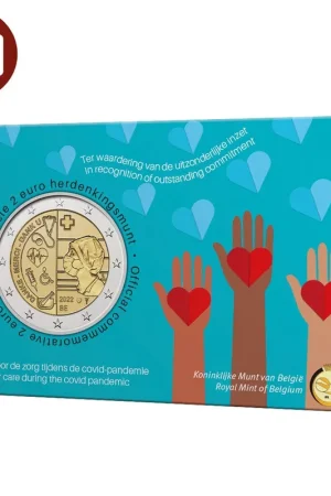 Belgie 2 euromunt 2022 voor de zorg tijdens de covid-pandemie BU in coincard NL Bezpieczna płatność