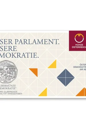 Oryginalny Oostenrijk 5 Euro Democratie 2022 Zilver BU