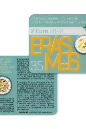 Slowakije 2 Euro "Erasmus" 2022 BU Coincard Zwrot pieniędzy