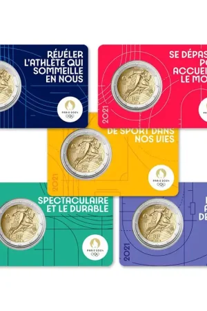 Frankrijk 5 x 2 Euro Olympics 2021 Coincard Set Wysoka jakość