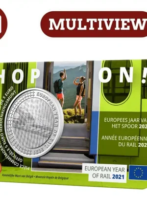 Belgie 5 euromunt 2021 Europees Jaar van het Spoor BU multiview in coincard Zamów teraz