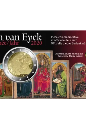 Belgie 2 euromunt 2020 Jan van Eyck jaar BU in coincard FR Bezpieczna płatność