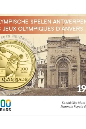 Darmowa dostawa 2,5 euromunt Belgie 2020 100 jaar Olympische Spelen Antwerpen relief BU in coincard