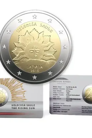 Oryginalny Letland 2 Euro Opkomende Zon 2019 BU Coincard