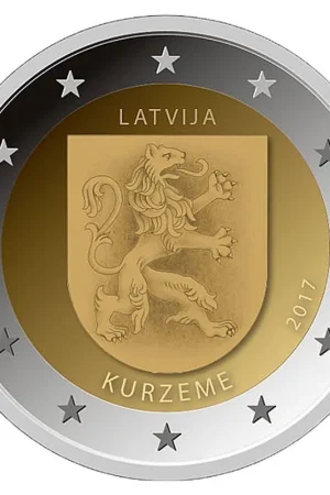 Letland 2 Euro Kurzeme 2017 Autentyczny