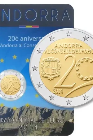 Andorra 2 Euro Raad van Europa 2014 Zwrot pieniędzy