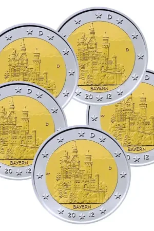 Popularny Duitsland 2 Euro Set Bayern 2012 UNC