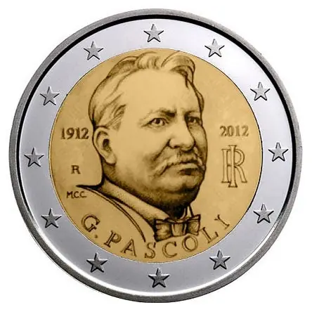 Oryginalny Italië 2 Euro "Pascoli" 2012 UNC