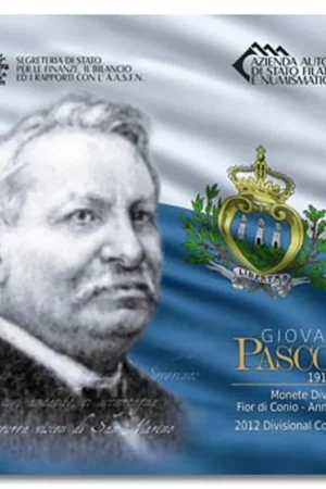 Autentyczny San Marino BU Set 2012 + 5 Euro Pascoli