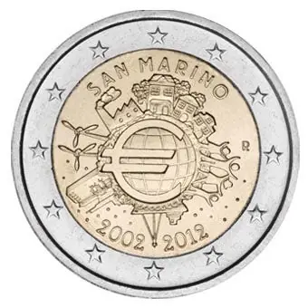 Nowość San Marino 2 Euro 10 Jaar Euro 2012